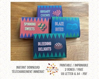 Caja de caramelos Friandises Farceuses | Caja imprimible | Archivo digital | Instrucciones incluidas | Descarga inmediata