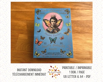 Caja de Caramelos Mariposa Mágica | Caja imprimible | Archivo digital | Instrucciones incluidas | Descarga inmediata