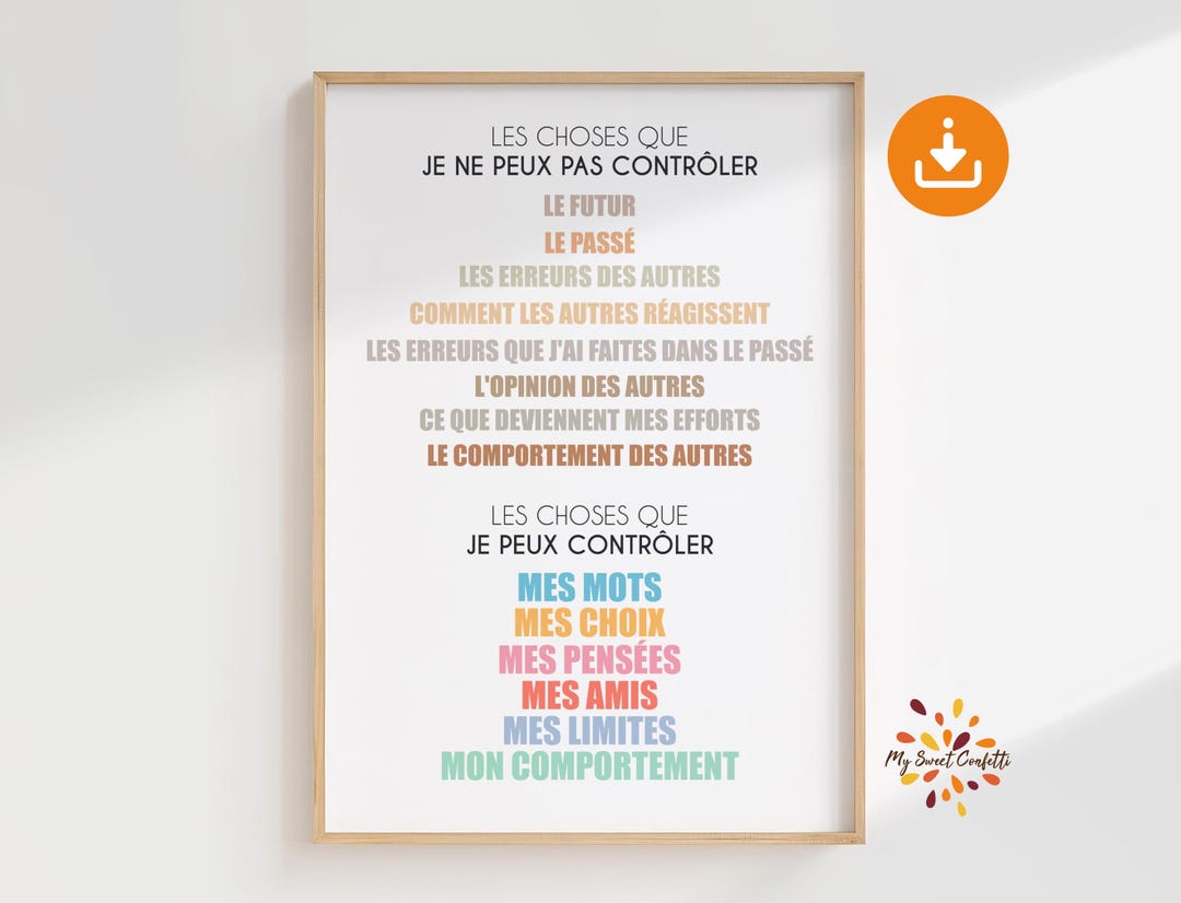Thing I Can Control Poster French Version | Printable Wall Art ...