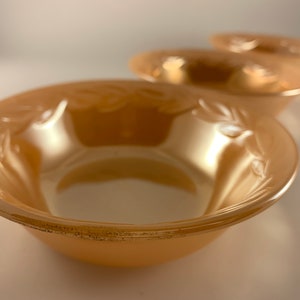 1950s Fire King by Anchor Hocking Peach laurel pattern Vegetable Serving Bowls