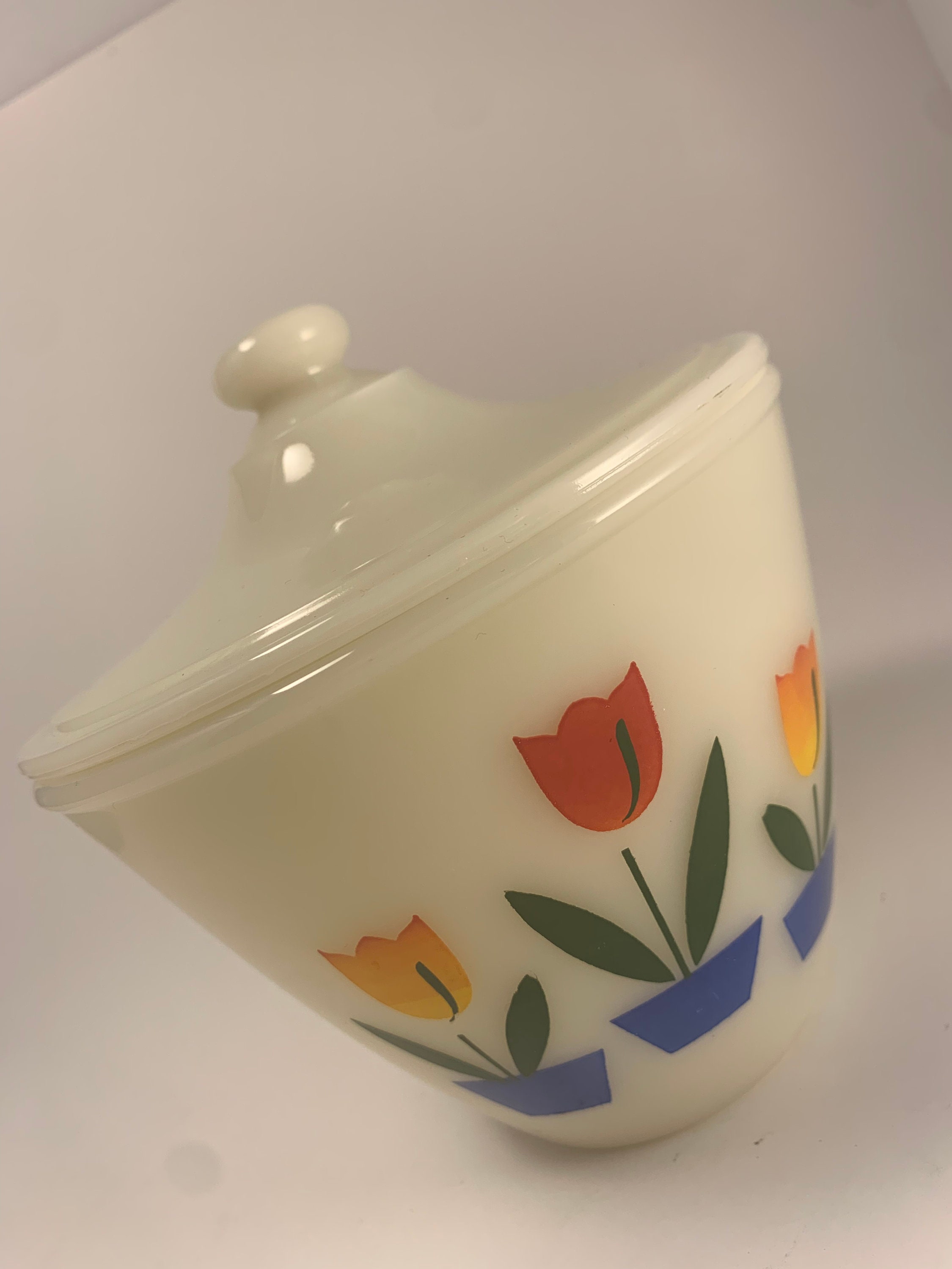 Vintage Fire King Oven Ware Glass Bowl or Grease Jar With Lid Etsy