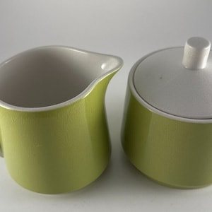 Vintage Ironstone cream and sugar set 1960s, Bimini green color