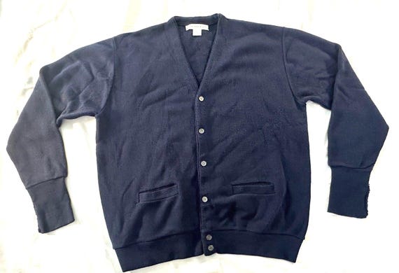 Geoffrey Beene, Vintage Geoffrey Beene Long Sleeve navy blue Button Up Cardigan Sweater Size XL