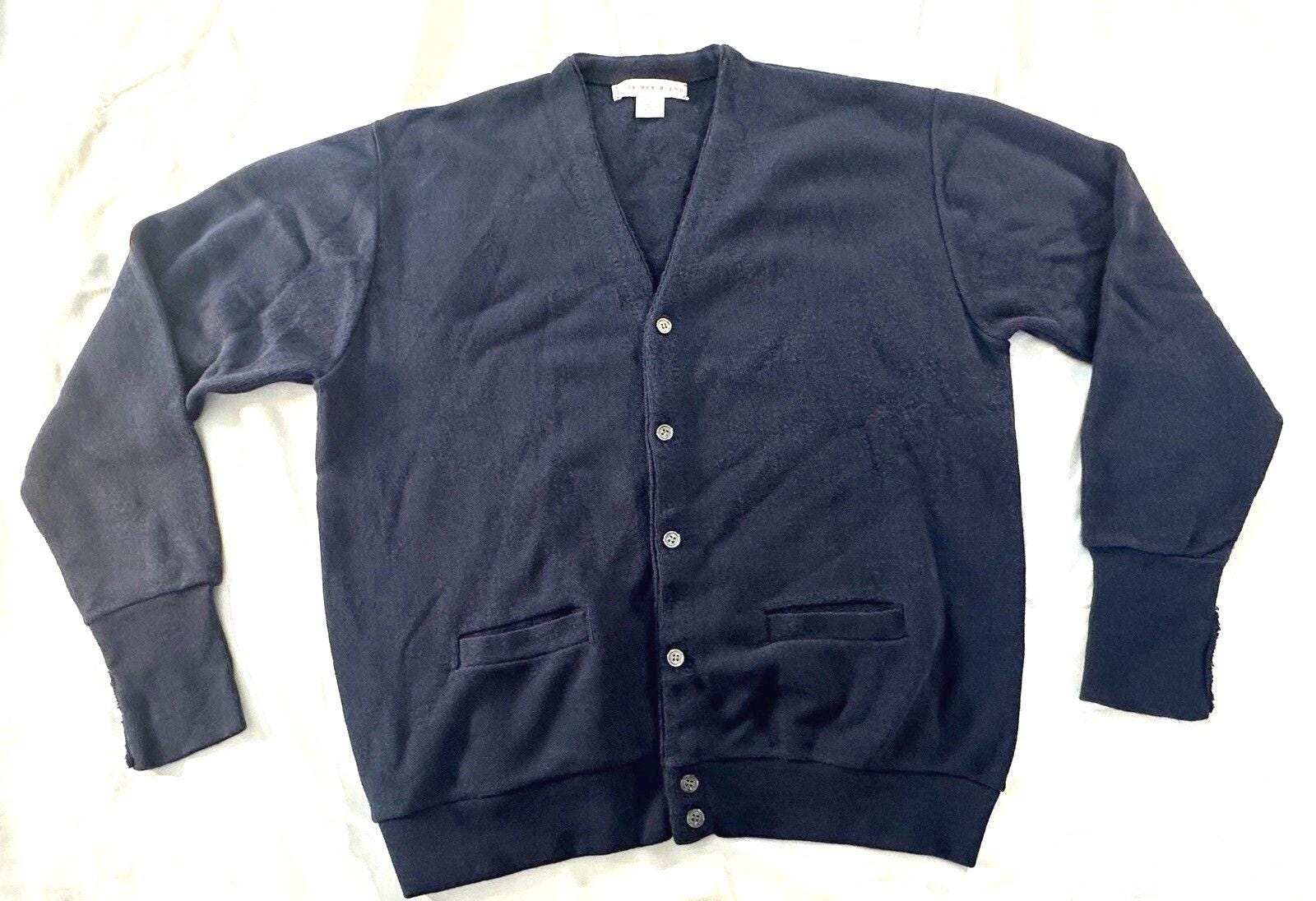 Geoffrey Beene, Vintage Geoffrey Beene Long Sleeve navy blue Button Up Cardigan Sweater Size XL