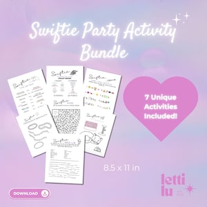 Swiftie Inspired Party Activity Bundle | Digital Download | Party Games | Swiftie Coloring Sheet | Swiftie Gift |Taylor Lyric Scavenger Hunt