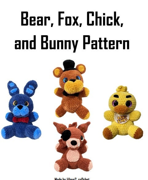 Crochet PATTERN Bear, Bunny, Chick, Fox ENGLISH Terminology