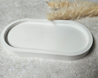 Oval Concrete Tray Trinket Dish Jewellery Storage Display