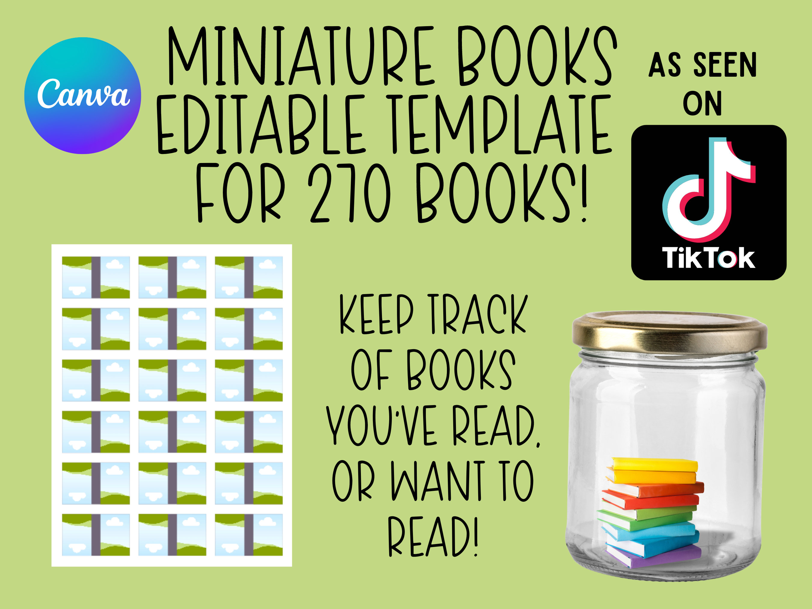 Miniature Books Editable Template, Canva Template, Mini Books for Jar /  Shadow Box, Instant Download, Printable Template, Booktok 