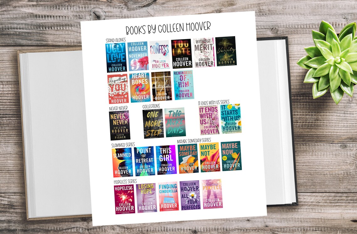 Colleen Hoover Book Checklist, Book Checklist Printable, Book Tracker ...