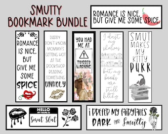 Smut Bookmark Set, Bookmarks for Smutty Books, Dirty Romance Bookmarks, Printable Bookmarks, Smutty Book Lover, Gift for Book Lover, Booktok