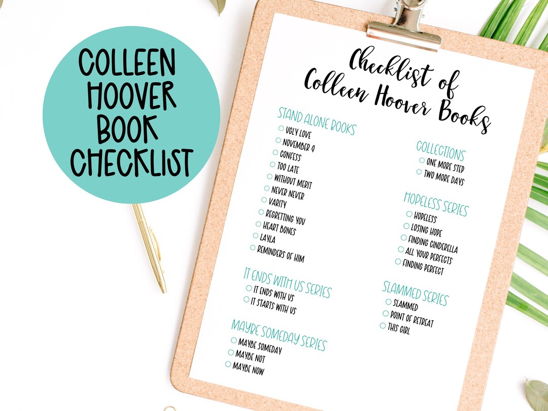 Colleen Hoover Book Checklist Book Checklist Printable Book Etsy