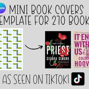 Mini Book Covers Editable Template, Mini Books, Canva Template, Miniature Books, Ornament, Instant Download, Christmas, Gift