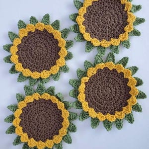 Sunflower crochet coasters