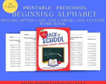 幼稚園児向けアルファベットトレースワークブック、新学期用印刷物（PDF）