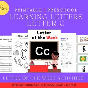 Pré-escola, Letra C, apostila da Carta da Semana, imprimíveis pré-escolares, currículo pré-escolar, educação em casa, planilhas de creche, planilhas para bebês