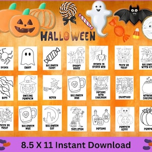 Halloween Coloring Pages, Preschool, Halloween Party Activities, Homeschool, Halloween Printable Coloring Pages, Instant Download