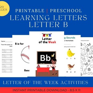 Pré-escola, Letra B, apostila da Carta da Semana, imprimíveis pré-escolares, currículo pré-escolar, educação em casa, planilhas de creche, planilhas para bebês