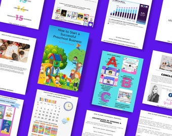 Start a Preschool & Daycare e-book Bundle, with Curriculum, Counting, Colors, Phonics, Shapes, Alphabet, numbers, Instant Digital Downloads