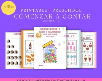 Ejercicios de conteo preescolar, libro de trabajo de conteo, matemáticas preescolares, para ninos pequenos,preescolar, educacion en el hogar