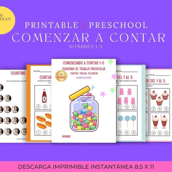 Ejercicios de conteo preescolar, libro de trabajo de conteo, matemáticas preescolares, para ninos pequenos, preescolar, educacion en el hogar