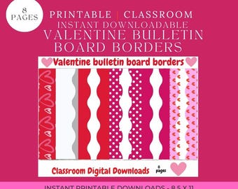 バレンタインの掲示板ボーダー、幼稚園の教室の装飾（デジタルダウンロード）