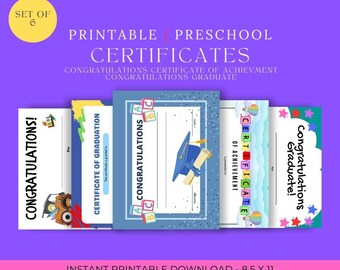 Preschool Graduation Certificates, Set of 4 (PDF File)