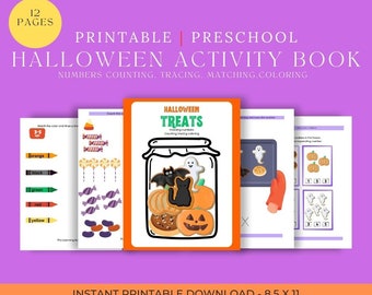 ハロウィーンアクティビティワークブック、幼稚園児向け数え方、マッチング（PDF）