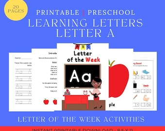 幼稚園向け「Aの文字」ワークブック、トレースアクティビティ（PDFパターン）