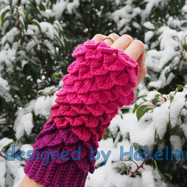 Crochet pattern arm warmers “Dragons”