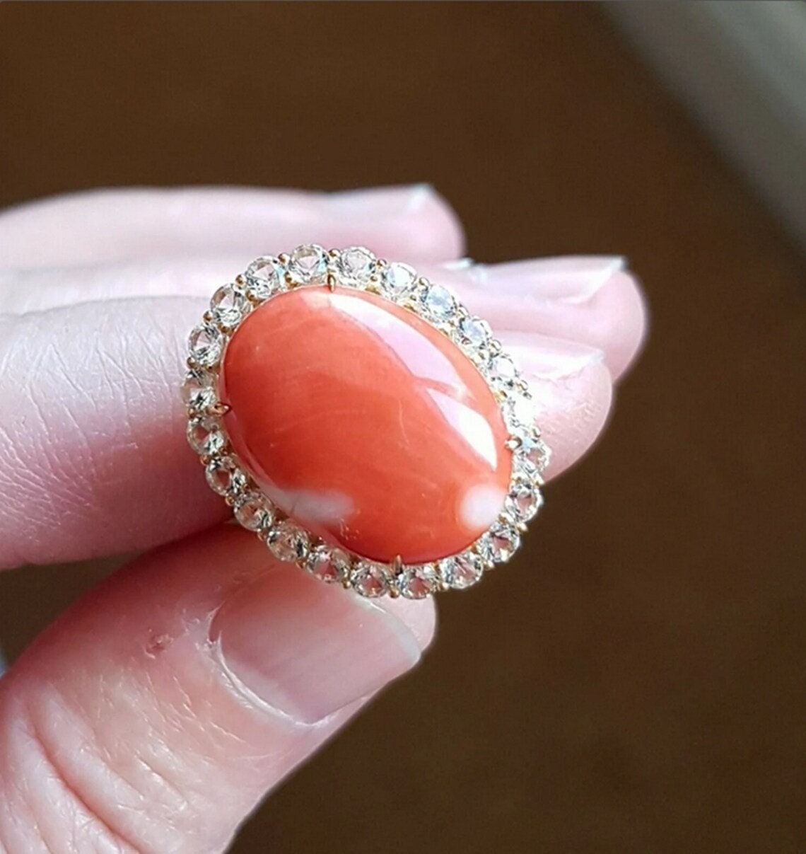 Natural Red Coral From Italy in a Planetary Bhasma Ring