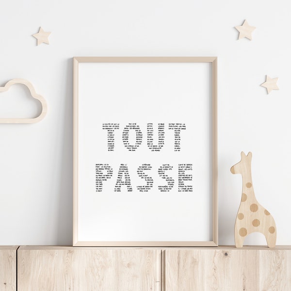 Affiche tout passe - Calligramme post partum cadeau de naissance chambre bébé illustration calligraphie noir et blanc graphisme minimaliste