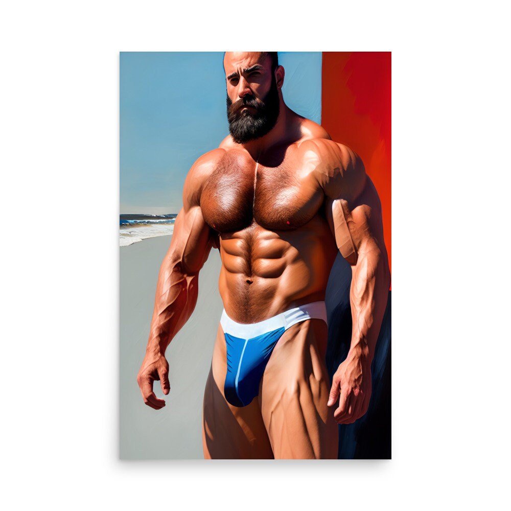 Poster Print A Muscular Bearded Man is Waiting for You on the - Etsy Sweden