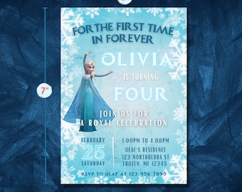 EDITABLE Frozen Birthday Invitation Canva Template For the First Time in Forever Winter Wonderland Snowflake Princess Party Snow Queen Elsa