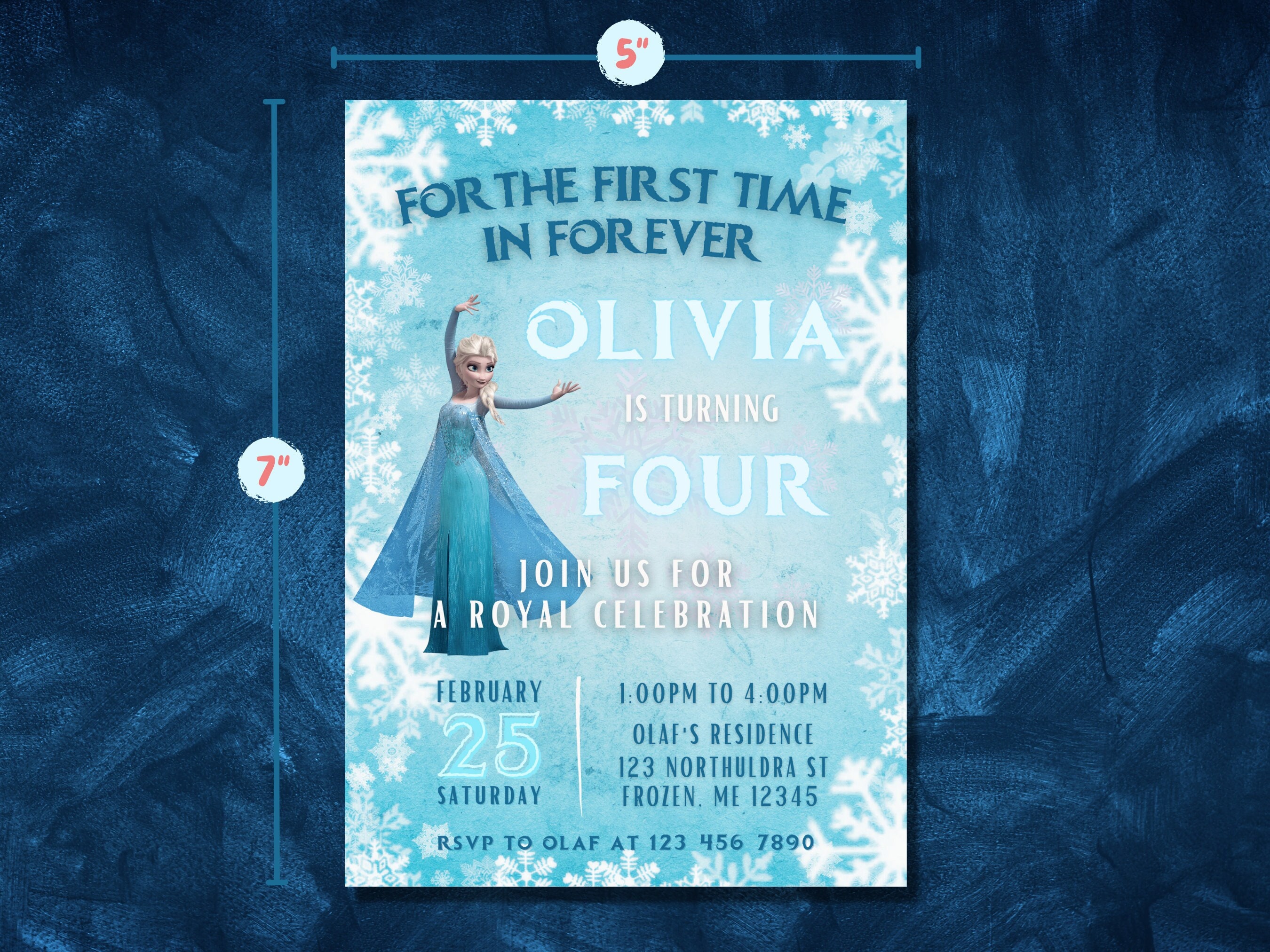 EDITABLE Frozen Birthday Invitation Canva Template For the First Time in Forever Winter Wonderland Snowflake Princess Party