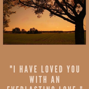 Bibel Vers Gott, ich habe dich mit immerwährender Liebe geliebt Eichen jpg Sonnenuntergang Lettland Jeremia 31: 3 Schriften Jesus Glauben Hintergrundbild JPG