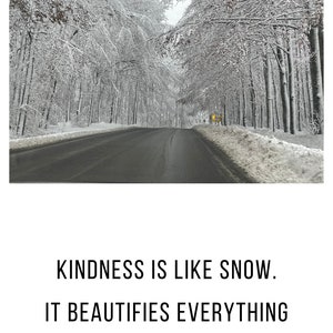 Neige hiver conduire bonté Norvège Scandinavie citation inspirante carte postale jpg art mural papier peint cadeau Saint Valentin février tendance
