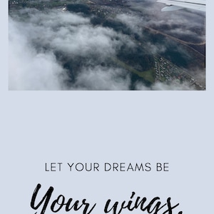 Vol avion voyage voyage rêve aventure citation inspirante jpg ciel nuages carte postale cadeau tendance