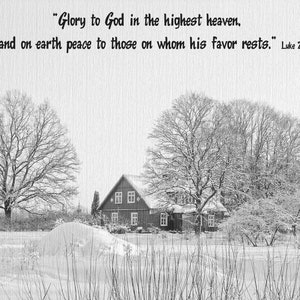 Carte de Noël hiver saison verset de la Bible foi maison de neige chrétienne évangile Jésus téléchargement célébration carte postale Noël JPG