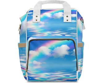 Rainbows and Clouds Multi functional Diaper Backpack