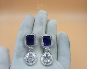 925 silver sterling Earrings for girls & women Drop Cubic Zirconia Earrings for her Partywear Earrings