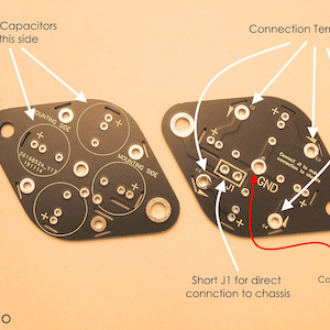 Multi section capacitor mounting plate and PCB