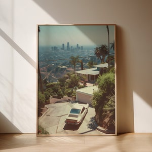 Affiche Los Angeles, impression années 80, art mural ligne d'horizon, affiche rétro, photo nostalgique, impression voyage en Californie, cadeau nouvelle maison, pittoresque, souvenir de LA