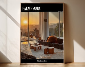 Vintage Palm Springs Interior Poster, Retro Decor