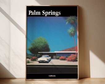 Palm Springs Travel Poster, Retro 80s City Pop Art