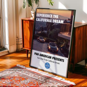Cartel publicitario retro de Los Ángeles: arte mural vintage de California, decoración publicitaria retro, impresión nostálgica de Los Ángeles de los años 80, regalo para una nueva oficina