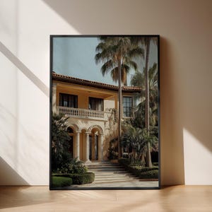Poster di lusso per la casa di Los Angeles, stampa anni '80, arte fotorealistica, arte murale della casa della California, poster retrò, stile Old Money, souvenir di Los Angeles