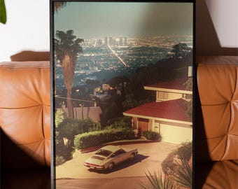 Vintage Los Angeles Poster - Retro LA Skyline at Dusk, California Cityscape Print, Perfect Wall Art for Home, Office, or Gift for Travelers