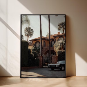 Poster di Los Angeles, stampa anni '80, arte murale fotorealistica, fotografia di Los Angeles, poster retrò, illustrazione per la casa, stile Old Money, souvenir di Los Angeles