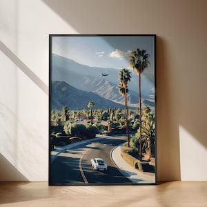 Palm Springs Poster, Kalifornien Landschaft Druck, Retro Poster, Mid-Century Modern Wand Kunst, Road Trip Wohnkultur, Landschaftlich, Neues Haus Geschenk