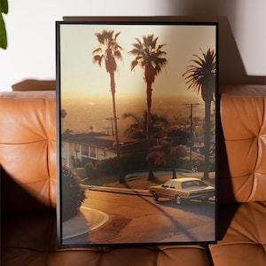 Los Angeles Vintage Reiseplakat - Retro LA Stadtbild Kunst, Kalifornien Mid-Century Wanddruck, perfekt für Wohnkultur oder Geschenke für Reisende